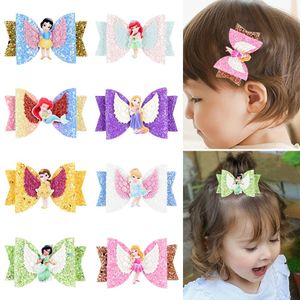 8 sztuk / partia Księżniczka Hairgrips Glitter Włosów Łuki z Clip Dance Party Bow Hair Class Girls Akcesoria do włosów Unicorn Christmas Gift