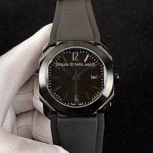 Neue 41 mm Octo PVD All Black Steel Case 102737 BGO41BBSVD/N Schwarzes Zifferblatt Automatik Herrenuhr Kautschukarmband Hochwertige Uhren Hello_watch