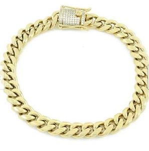 Homens Cuban Miami Link Pulseira Aço Inoxidável 18k Banhado a Ouro 8.5 