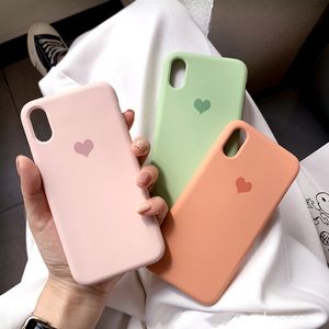 Shockproof Phone Cases For iPhone 6 7 8 11 12 Plus X XR XS Max Heart Shape Design Custom Color Liquid Silicone 2021 Fashion
