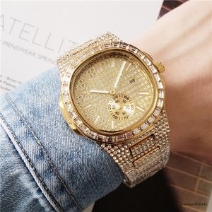 Szwajcarskie zegarki marki dla mężczyzn luksusowy ruch kwarcowy zegarek Iced Out Diamond Designer Watch Mały wybieranie Wodoodporne Montre De Luxe