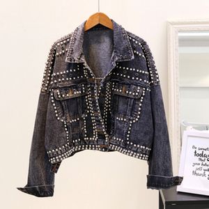 13 Styles Denim Jackets 2023 Women High Street Graffiti Personality Short Cut Rivet Jacket Fringe Jean Coat Jaqueta Femininajinq