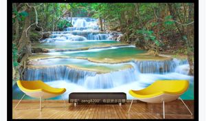 Personalizado 3D foto mural papel de parede Fluindo a riqueza da água bela cachoeira HD sala de TV fundo pintura de parede decoração