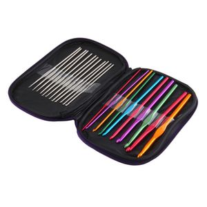 Garnwebnadeln großhandel-Mehrfarbenmetallaluminiumhäkelnadel Stricknadeln Kit Set Weave Craft Yarn Stitches Nadelstich
