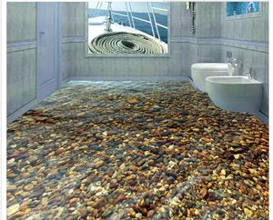 Banyo Duvarı için Su Geçirmez Duvar Kağıdı 3D Cobblestone Kat Fayans Dekoratif Resim