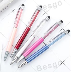 Fine Cristal Ballpoint Caneta Moda Creative Stylus Touch Caneta para escrever papel de carta Escola Escola Ballpen Black Ballpoint Pens DBC BH2715