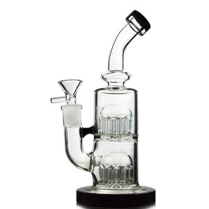 Kleine Dab Rig Double Tree Percolator Wasserpfeife 14 mm Glas Rig Glas Wasserbongs Kleine Bong 5 mm Dicke 14 mm Schüssel Quarz Banger