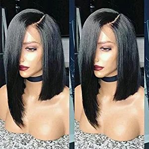 360 Lace Frontal Wigs Asymmetrical Bob Human Hair Lace Front Wigs With Baby Hair Deep Part Short Bob Brazilian Hair