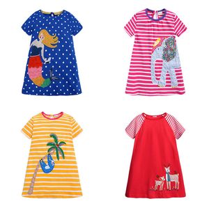 13 Styles Girl Summer Dress Kids Stripes Giraff Flamingo Animals Tryckt klänning Bomull Casual Toddler Dresses Ins Baby Clothing Z11