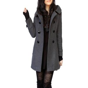 2019 зимние с капюшоном шерстяные пальто шерстяные ветровка женщины с двубортными кашемией пальто зимние куртки женщины женские плюс размер s-4xl