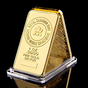 The Royal Canadian Arts and Crafts Mint 1OZ .9999 Fine Gold Or Pure Gold Plated Souvenir Bullion Bar