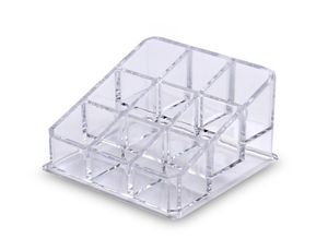 9 Grid Acrylic Makeup Organizer Storage Box Kosmetisk Läppstift Smycken Väska Display Stativ Gör upp Verktyg Borsthållare