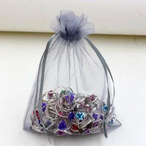 100Pcs Silver Gray With Drawstring Organza Gift Bags 7x9cm 9x11cm 13x18cm Wedding Party Christmas Favor Gift Bags