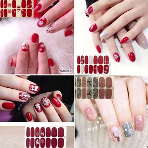 14pcs/set Cute Christmas Snowflake Santa Claus 3D DIY Fashion Style Plastic Art Short Fake False Sticker Red Nail Tips Glue DHL FREE