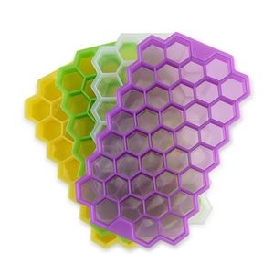 Vassoio per cubetti di ghiaccio in silicone multi-stile Stampo per congelamento 37 Cavità Scatola per la produzione di ghiaccio Stampo a nido d'ape per strumenti per feste da bar 100 pezzi