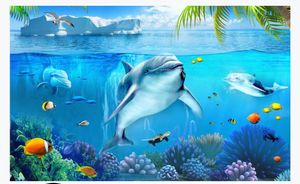 kundenspezifische d fototapeten wandbilder tapeten Unterwasserwelt Whale Dolphin Tropische Fische D Stereo Schlafzimmer TV Hintergrundwand