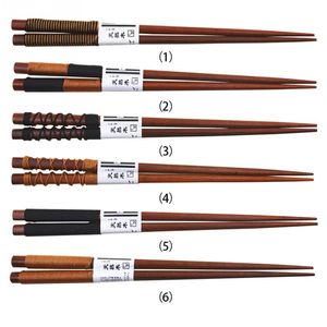 Anti-Rutsch-Holz-Essstäbchen Japanische handgefertigte runde chinesische Tabellengeschirr 6 Styles String Wrap-Stäbchen