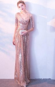 Rose Gold Sequins Bridesmaid Dresses Bling Long Party Dresses New Formal Maid Of Honor Gowns HY255