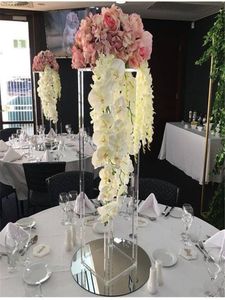 10 adet Düğün Porps Akrilik Çiçek Standı Kristal Vazo Şeffaf Yük Kurşun Masa Merkezi Çerçeve Mum Hodler Ev Dekorasyon