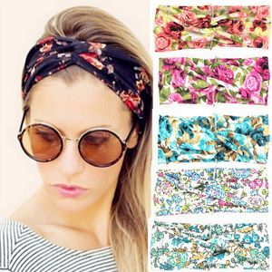 23 Color Flower headband Fashion Women Elastic Twisted Knotted Hair bands Stretch Cotton Turban Bandanas Hair Accessories