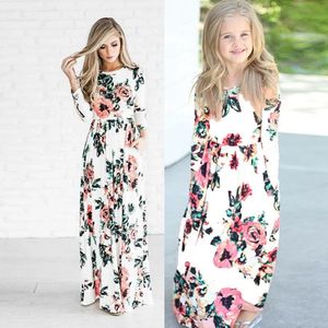 Wholesale matching mother daughter maxi dresses resale online - Family Matching Outfits Floral Girls Mom Maxi Dresses Mother and Daughter Holiday Dresses Kids Mommy Clothing Designs Optional WZW YW2386