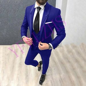 Bonito One Button Groomsmen xaile lapela noivo smoking Homens ternos de casamento / Prom / Jantar melhor homem Blazer (jaqueta + calça + gravata + Vest) 1060