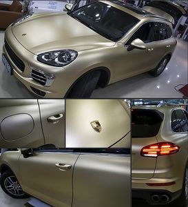 Champagne Gold Matte Metallic Vinyl Sticker Car Wrap Film med Air Release Vehicle Car Wrapping Foil Storlek 1.52x18m 5x59ft