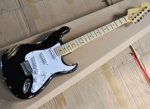 Black Vintage Styles Electric Guitar with Reversed Headstock,White Pickguard,SSS Pickups,Maple Fretboard,Can be Customized as Request