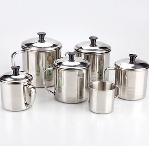 Bicchieri in acciaio inossidabile 8 cm 9 cm 10 cm 11 cm 12 cm Tazze da campeggio Tazza da viaggio per esterni Tazza sportiva da escursionismo portatile con coperchio GGA3470-2