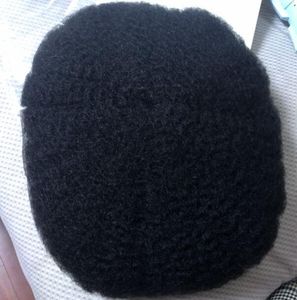 Homens Sistema de Cabelo Peruca Homens Hairpieces Afro Hair Toupee Frente Mono Npu Toupee Jet Black Europeu Virgem Virgem Substituição para homens