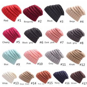 Beanies hats Knitted Bonnet Fashion Visor Cup Girls Women Winter Warm Hat Weave Gorro Hat Casual Beanies 17 Colors