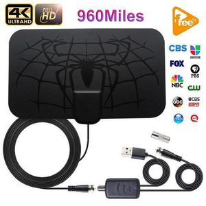 Indoor Digital HDTV Antenna 4K 960 Miles Range, DVB-T2 Freeview TV Aerial, VHF/UHF Local Broadcast Receiver