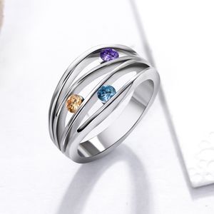 Moda Nowa Moda Pierścień Srebrny Płyta Ustawianie Kolor Kryształ Kamienie Biżuteria dla Yong Lady Dropshipping Biżuteria Dziury Arc Pierścionki