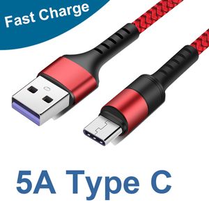 Spartan Fast Charger flätad kabeltyp C 1M 3ft datakabel Braid Cord Cable för Huawei P30 Pro P40 P20 P10 P9