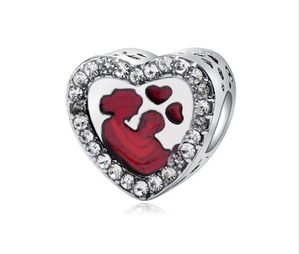 Passend für Pandora-Armbänder, 30 Stück, Mutter-Baby-KristallEmaille-Silber-Charms, Perlen-Charm-Perlen für Großhandel, DIY-Europäischer Sterling-Halskettenschmuck