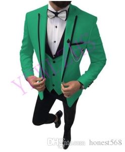 Bonito One Button Groomsmen pico lapela do noivo smoking Homens ternos de casamento / Prom / Jantar melhor homem Blazer (jaqueta + calça + gravata + Vest) 1063