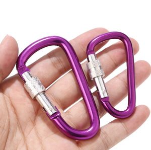 screw lock keyring keychain carabiner ring safety outdoor hiking backpack flask hook clip safety D buckle ring camping accessaries tool