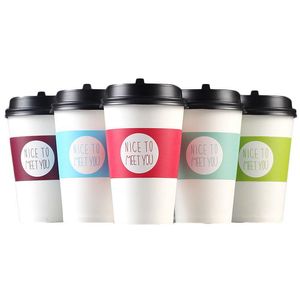 Disposable Cup sleeve for disposable cups White cardboard paper coffee tea juice sleeves Adjustable size Customized