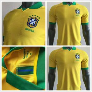 Wholesale custom brazil jersey resale online - 2019 brazil home player version soccer jersey custom name number COUTINHO FIRMINO Top quality brasil soccer uniform football jersey
