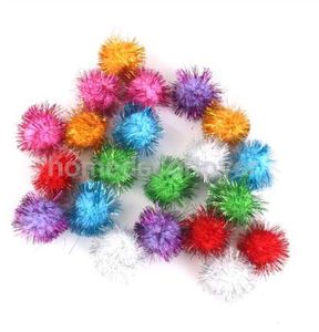 3,5 cm Glitter Tinsel spruzzato Pom Poms Palline Giocattoli per gatti o Artigianato fai-da-te 21PCS