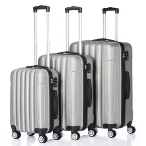 Silberne Koffer großhandel-3 teiliges Kofferset Carry On Suitcases Leichtes Hartschalen erweiterbar Rollen Rad Spinner große Kapazitäts Reisen Lagerung