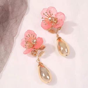 Fashionlower charm dangle earrings for women luxury designer bling diamond resin water drop dangling earrings bohemian holiday style jewelry