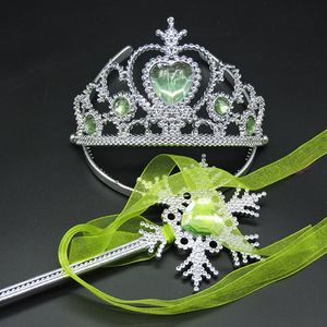 Snow queen Crown Hair Sticks Fiocco di neve Bacchetta magica set Halloween Princess Queen Bastone magico + corona tiara set per la festa A-893