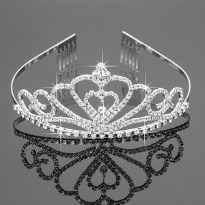 Bridal tiaras med rhinestones bröllop smycken tjejer headpieces födelsedagsfest prestanda pagant kristall kronor bröllop tillbehör bw-zh035