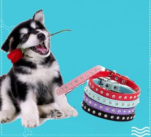 Diamond Pet Compards для кошек Собаки Ожерелье PU Регулируемые открытый Удобный воротник Puppy Pets Поставки Украшения