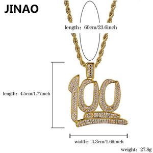 Fashion-Gold Color Plated 100 Points Micro Pave Cubic Zircon Necklaces&Pendant 24 Inch Chain Length Hip Hop Rock Necklace Jewelry