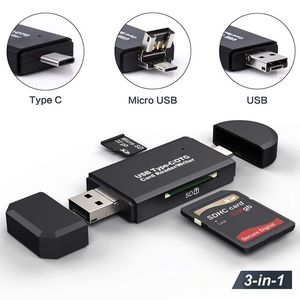 SD قارئ بطاقة USB C قارئ بطاقة 3 في 1 USB 2.0 TF / بطاقة الذاكرة SD ميركو الذكية قارئ نوع C OTG الخاطفة Cardreader محول