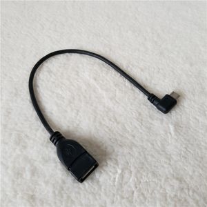 90-Grad-Linkswinkel-Micro-USB-Stecker auf USB-A-Buchse mit OTG-Funktion für U-Disk, Android-Telefon, Schwarz, 25 cm