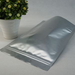 9x13 + 3 cm 100 adet / grup Stand Up Gümüş Beyaz Saf Alüminyum folyo Kilitli torba, Kullanımlık Plastik Zip Çanta, Alüminize Mylar Pirinç Depolama Kılıfı