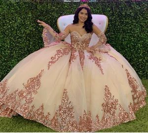 Sparkly кружева Quinceanera выпускные платья Милая бальное платье старинные вечерние вечеринка сладкое 16 платье